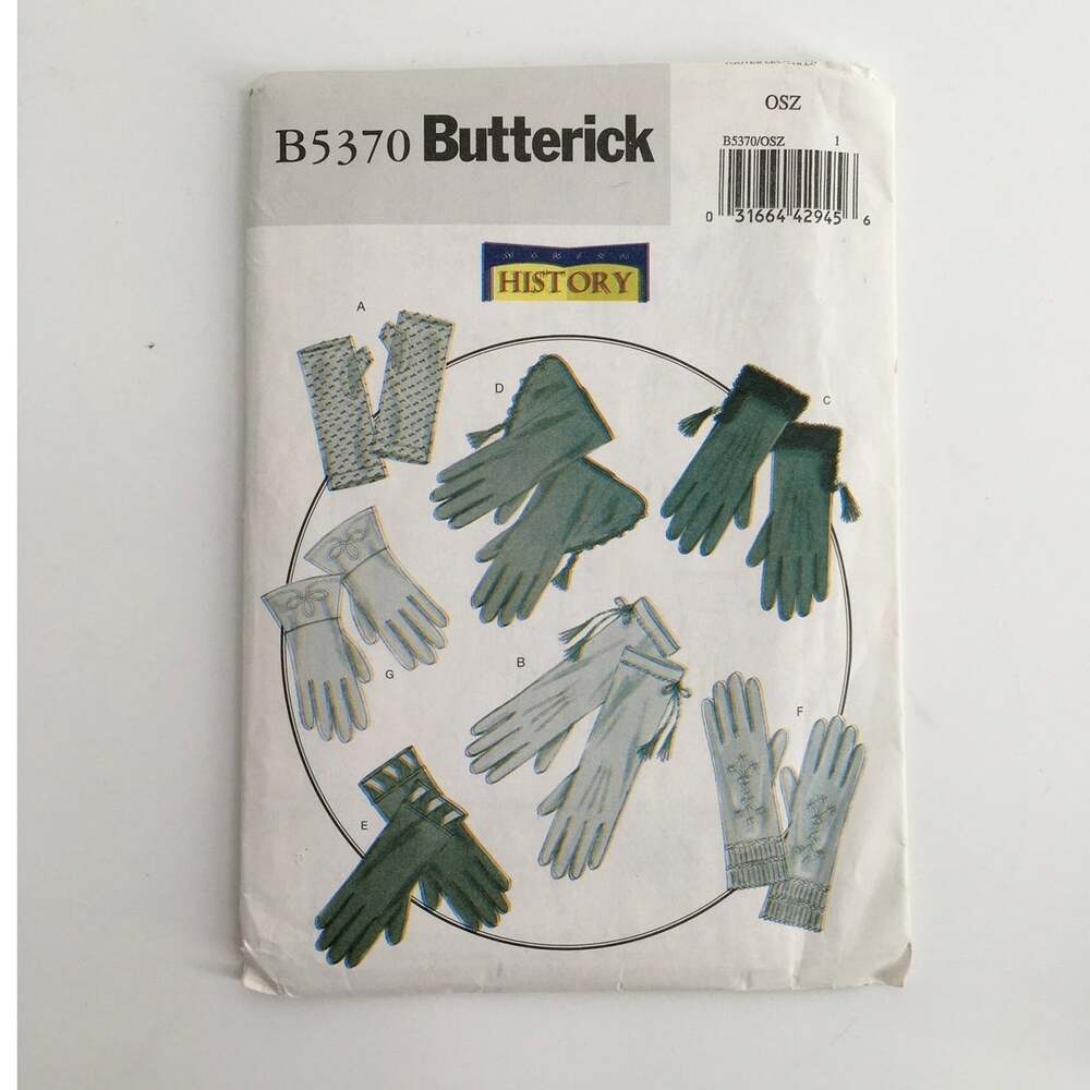 Butterick Sewing Pattern B5370 Making History Costume Gloves 7 variations UNCUT